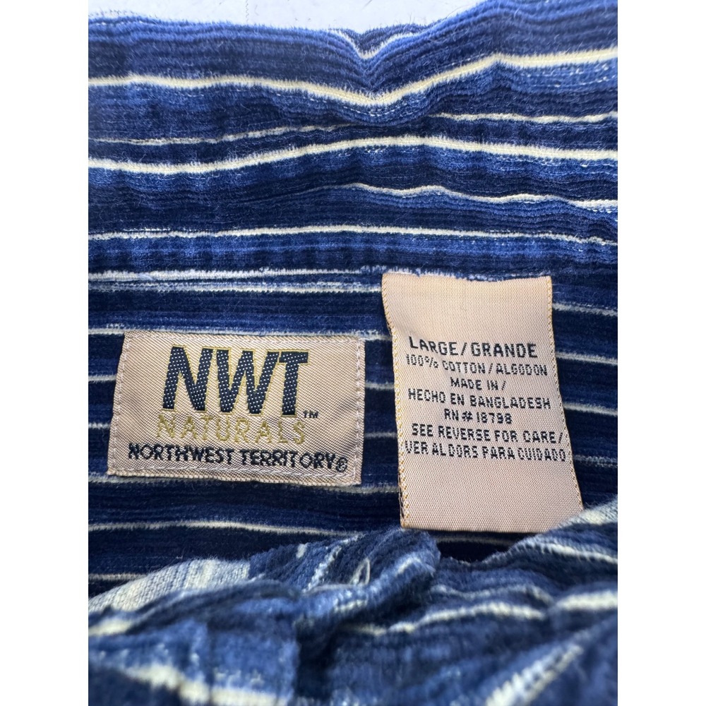 Northwest Territory Button Down Mens Large Blue Striped Corduroy‎ LS  Shirt - Picture 4 of 5
